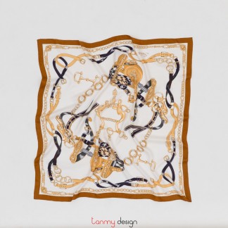 Khăn lụa vuông Sella Royale - Yên ngựa hoàng gia Brown 90x90cm